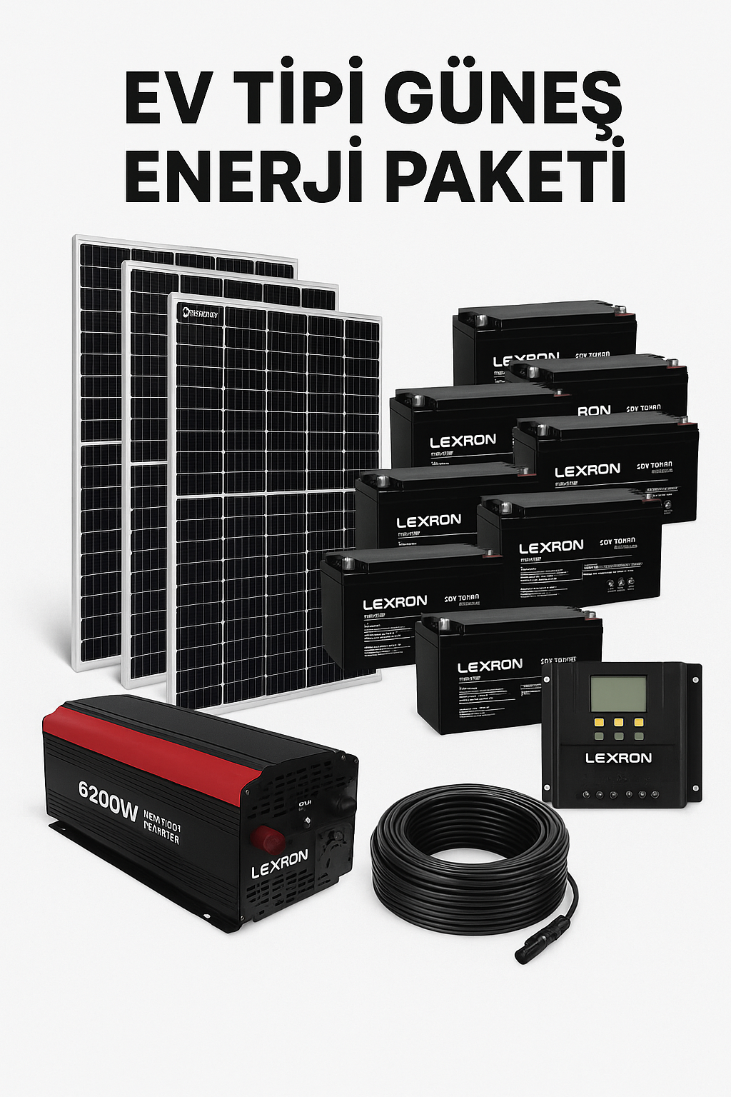 Lexron 6200W Ev Tipi Güneş Enerji Paketi 